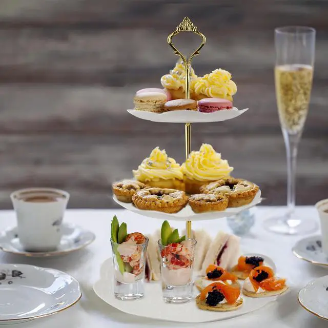 Alt view image 5 of 7 - 3 Tier Tiered Tray Hardware Kits Fruit Cake Plate Handle Fitting Hardware Rod Dessert Stand Holder Golden Crown 5 SetPlate not Included
