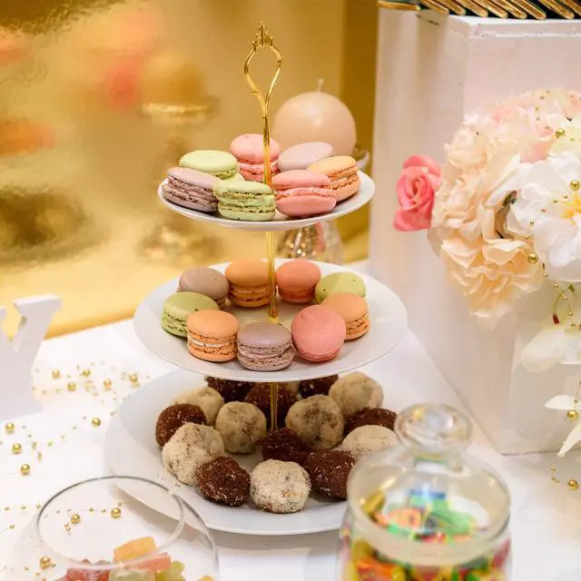 Alt view image 7 of 7 - 3 Tier Tiered Tray Hardware Kits Fruit Cake Plate Handle Fitting Hardware Rod Dessert Stand Holder Golden Crown 5 SetPlate not Included