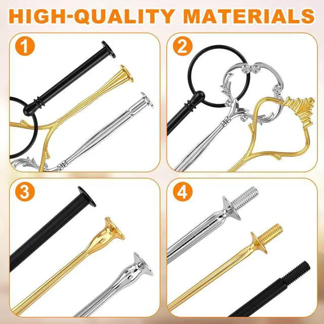 Alt view image 3 of 6 - 6 Sets 3 Tier Cake Stand Hardware Tiered Tray Plate Hardware Kit Heavy Metal Cake Fruit Food Plate Stand Fitting Stacking Kit