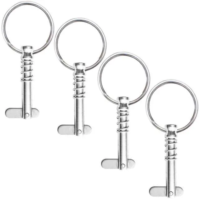 Main image of 4 Pcs Quick Release Pins 1/4" Diameter, Usable Length 0.9", Hardware pins | bimini top pins, bimini pins for boat, w/ Drop Cam & Spring, Full 316 Stainless Steel Marine Hardware