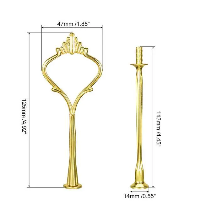 Alt view image 2 of 7 - 1 Set Cake Tray Stand Handle Cupcake Dessert Plate Hardware Fitting Holder Rod Stand Handle for Cake Stand Wedding Party, 2-Tiers Crown Gold