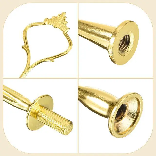 Alt view image 3 of 7 - 1 Set Cake Tray Stand Handle Cupcake Dessert Plate Hardware Fitting Holder Rod Stand Handle for Cake Stand Wedding Party, 2-Tiers Crown Gold