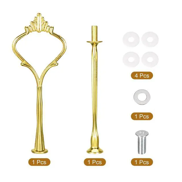 Alt view image 4 of 7 - 1 Set Cake Tray Stand Handle Cupcake Dessert Plate Hardware Fitting Holder Rod Stand Handle for Cake Stand Wedding Party, 2-Tiers Crown Gold