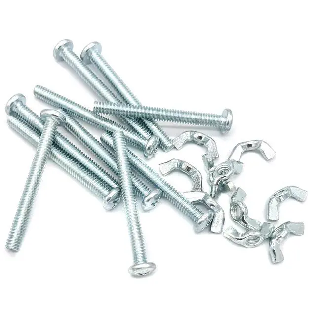 Alt view image 5 of 7 - 20Pack 1/4"-20 x2-1/2 Screw Bolts and Wing Nut Kit 10pcs Machine Screws with Round Head Phillips 10pcs Butterfly Hand Twist Tighten Nut Zinc Plated Hardware Fitting Fastenings Assortment Kit