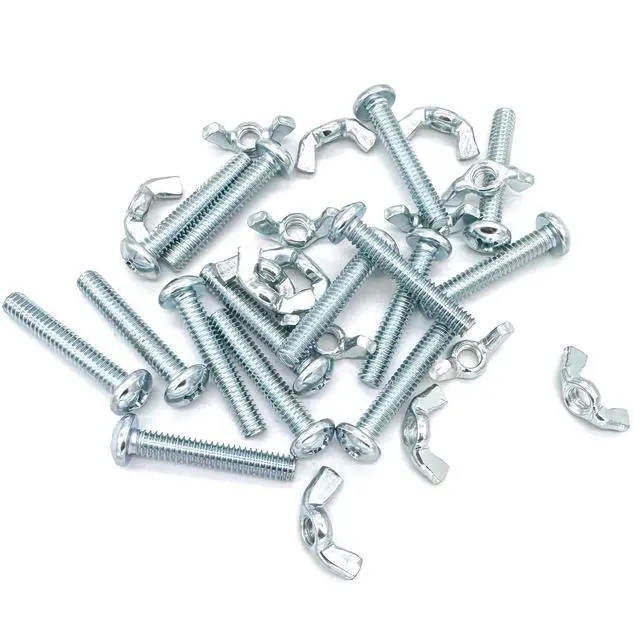 Alt view image 5 of 7 - 30Pack 1/4"-20 x1-1/2 Screw Bolts and Wing Nut Kit 15pcs Machine Screws with Round Head Phillips 15pcs Butterfly Hand Twist Tighten Nut Zinc Plated Hardware Fitting Fastenings Assortment Kit