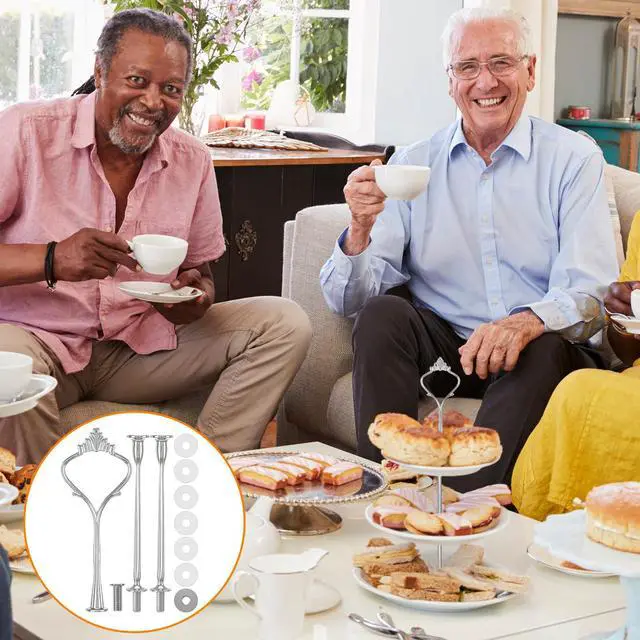Alt view image 6 of 6 - 6 Sets 3 Tiered Tray Hardware Kit,Simple,Silver | Cake Stand Hardware, Stacking Cupcake Stand Fittings, Fruit Cake Plate Handle Fitting Rod for Dessert Serving Decoration