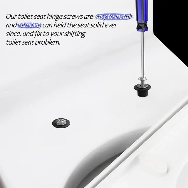 Alt view image 2 of 6 - 4PCS Universal Toilet Seat Hinge Screws, Fixes Shifting Toilet Seat | Toilet Seat Fittings, Stainless Steel, Rubber, Top Mounting, Keeps Toilet Seat From Shifting