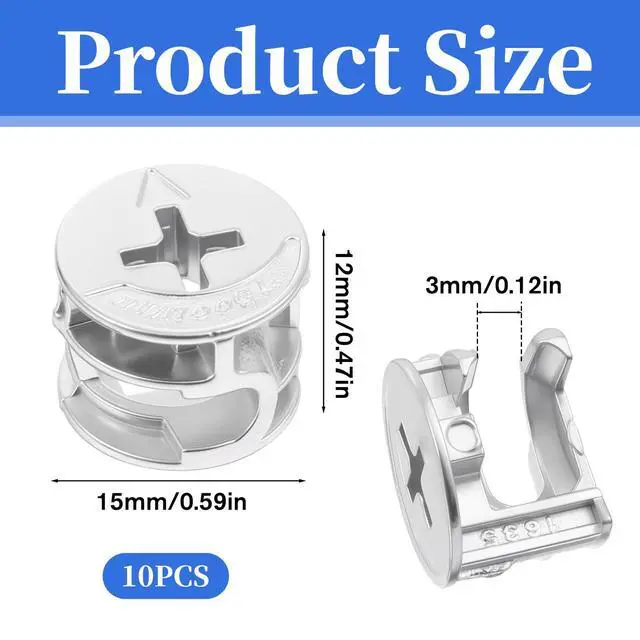 Alt view image 2 of 7 - 10 Pcs Cam Locks for Furniture, 15x12 mm Furniture Connecter Cam Lock Cabinet Drawer Fastener, Eccentric Locking Nuts Connectors Furnitures Repair Assembly Hardware Parts Fastener for Wardrobe Dresser