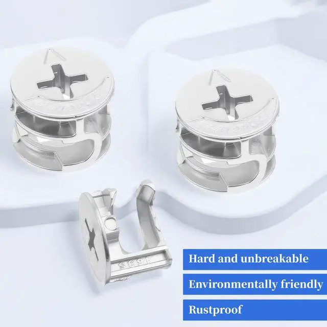 Alt view image 5 of 7 - 10 Pcs Cam Locks for Furniture, 15x12 mm Furniture Connecter Cam Lock Cabinet Drawer Fastener, Eccentric Locking Nuts Connectors Furnitures Repair Assembly Hardware Parts Fastener for Wardrobe Dresser