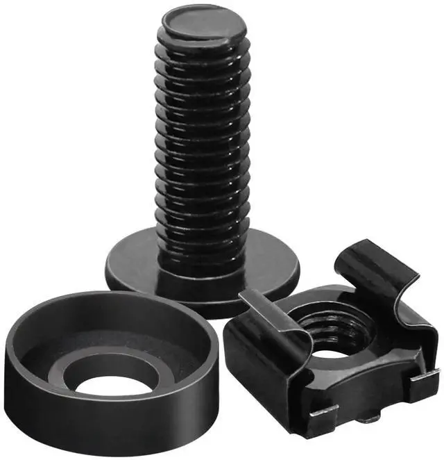 Main image of 50-Pack M6 x 16mm Computer Rack Mount Cage Screws, Nuts & Washers for Server Cabinet - Black