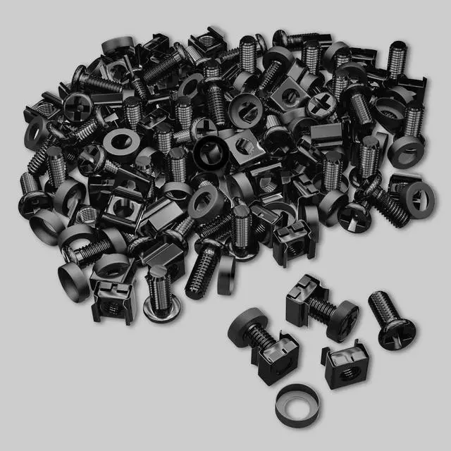 Alt view image 7 of 7 - 50-Pack M6 x 16mm Computer Rack Mount Cage Screws, Nuts & Washers for Server Cabinet - Black