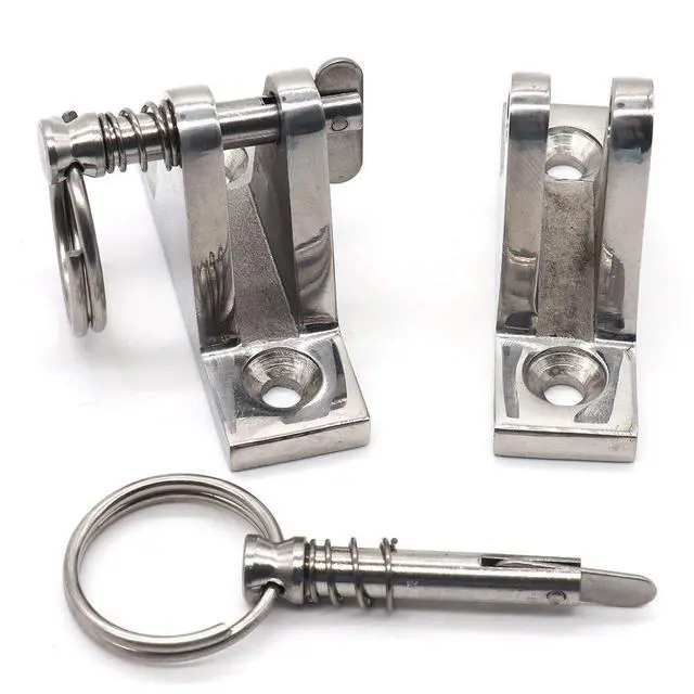 Alt view image 5 of 6 - 2 Pcs Bimini Top Hardware Deck Hinge with Pin and Ring, 316 Stainless Steel | With Free Installation Screws
