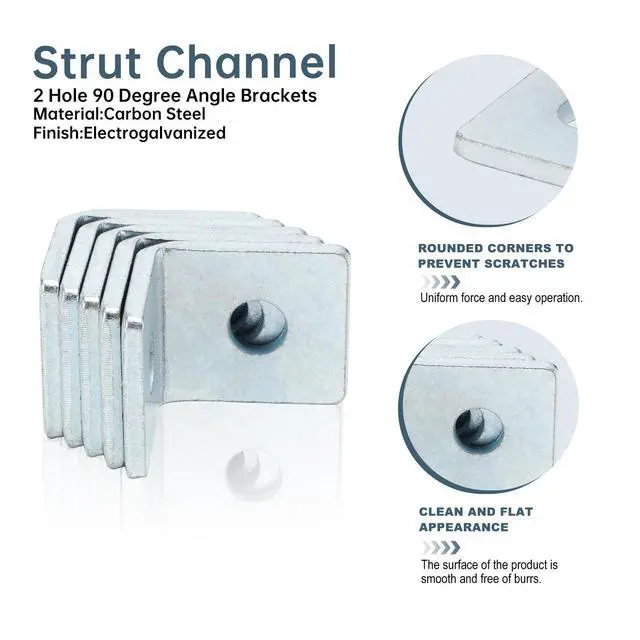 Alt view image 7 of 7 - 10 Pack 2 Holes 90° Fitting for 1-5/8" Strut Channel, Strut Hardware L Brackets, 3/16" Thickness, Silver