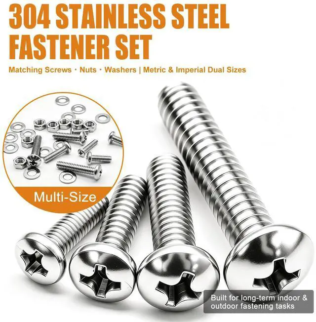Alt view image 5 of 6 - 408PCS Machine Screws Assortment Kit, SAE & Metric Nuts Bolts | SAE #6-32 #8-32 #10-24 metric M3 M4 M5 Phillips Pan Head Screws Cross Slotted Round Head Bolts