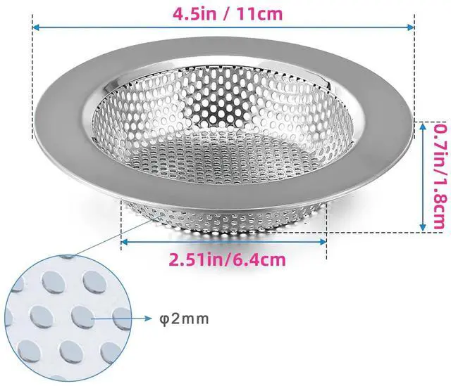 Alt view image 4 of 5 - 1 Pack Sink Strainer for Most Kitchen Sink Drain Basket, Upgraded Double-Layer Safe Design Kitchen Sink Strainer (Outer Diameter 4.5 Inch)