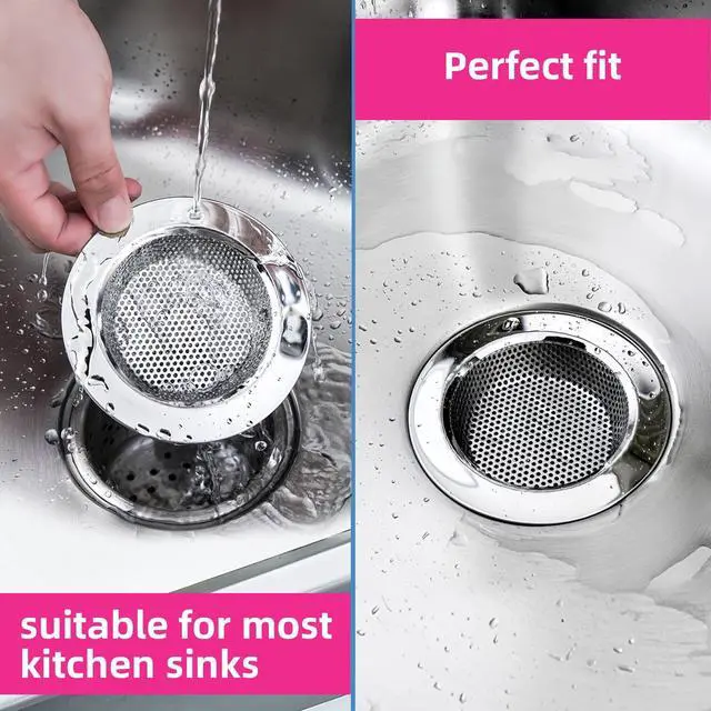 Alt view image 5 of 5 - 1 Pack Sink Strainer for Most Kitchen Sink Drain Basket, Upgraded Double-Layer Safe Design Kitchen Sink Strainer (Outer Diameter 4.5 Inch)