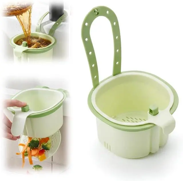 Main image of Sink Drain Strainer Self-Cleaning Faucet Hanging Filter Basket, Multifunctional Kitchen Sink Strainer Press Automatic Dumping Basket (Green)