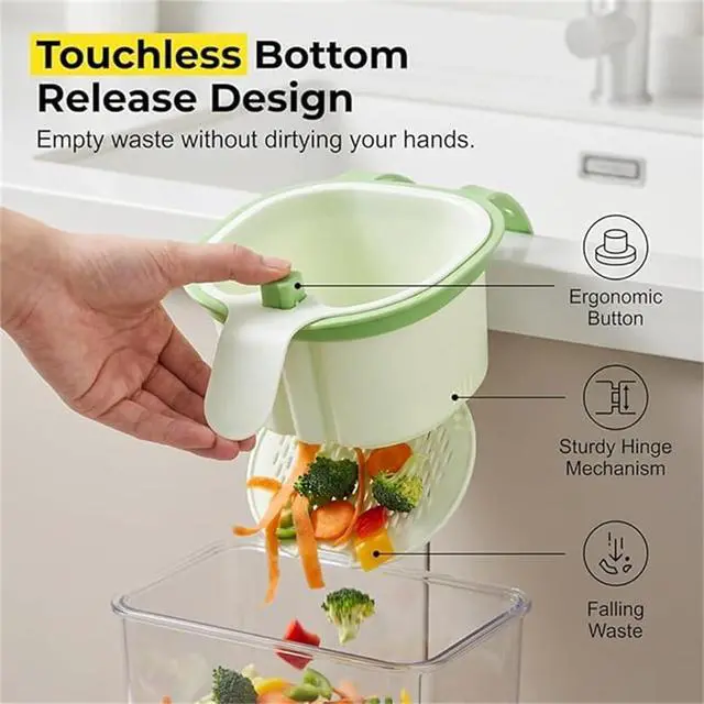 Alt view image 3 of 5 - Sink Drain Strainer Self-Cleaning Faucet Hanging Filter Basket, Multifunctional Kitchen Sink Strainer Press Automatic Dumping Basket (Green)