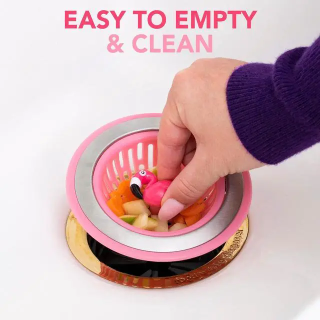 Alt view image 4 of 5 - Flamingo Kitchen Sink Strainer Basket Garbage Disposal Drain Cover | Fits All Standard Sinks, Keeps Unwanted Food Particles Out Kitchen Sink Drain, Measures 4.5 x 4.5