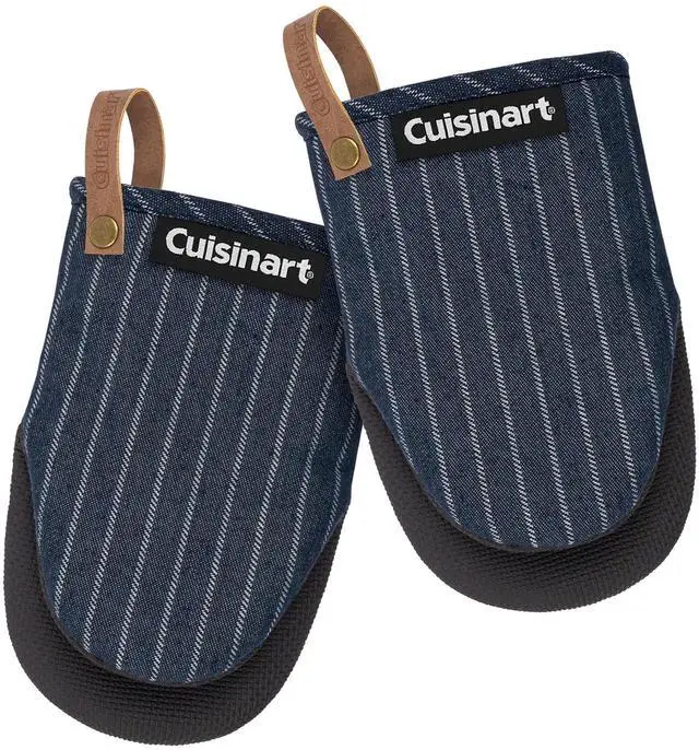 Main image of Cuisinart Heritage Mini Oven Mitts, 2-Pack, Neoprene, Heat Resistant 350F | Cotton-lined, non-slip neoprene palm, ambidextrous design, leather hang loop, ideal for smaller hands and everyday cooking