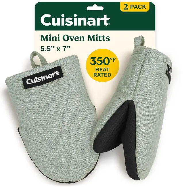 Main image of Cuisinart Mini Oven Mitts, 2-Pack, Neoprene Grip, Heat Resistant 350F | Cotton-lined, non-slip neoprene palm, ambidextrous design, ideal for smaller hands and everyday cooking