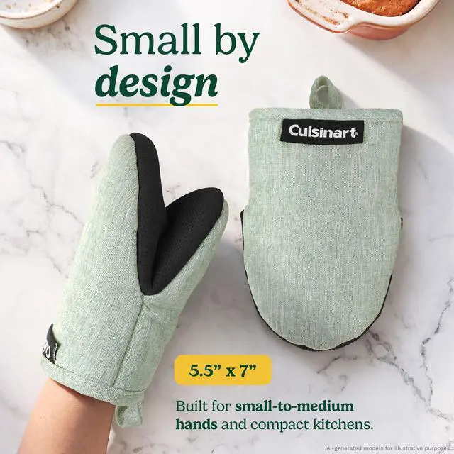 Alt view image 3 of 7 - Cuisinart Mini Oven Mitts, 2-Pack, Neoprene Grip, Heat Resistant 350F | Cotton-lined, non-slip neoprene palm, ambidextrous design, ideal for smaller hands and everyday cooking