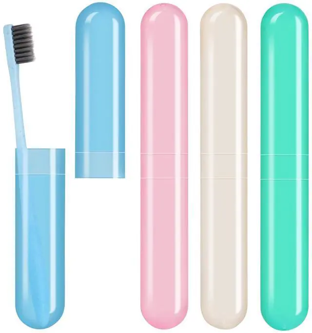 Main image of 4 Pack Toothbrush Cases Travel Toothbrush Holder Portable Toothbrush Container Plastic Protector Cover Case for Traveling, Camping, Home, School, Business