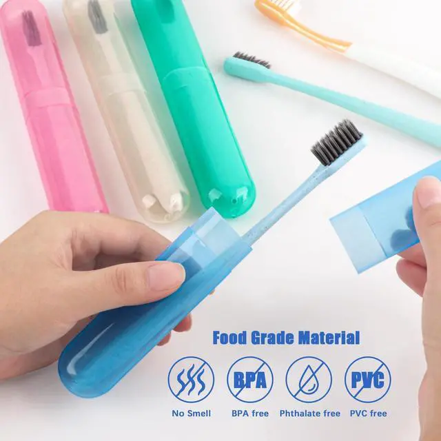 Alt view image 3 of 7 - 4 Pack Toothbrush Cases Travel Toothbrush Holder Portable Toothbrush Container Plastic Protector Cover Case for Traveling, Camping, Home, School, Business