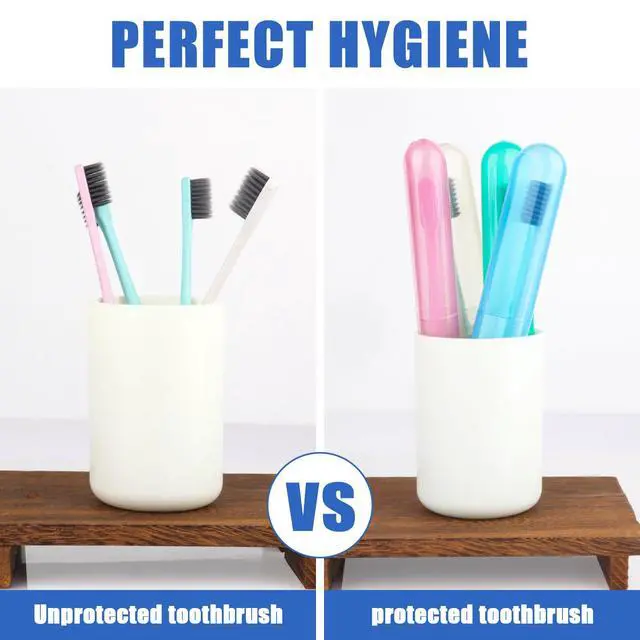 Alt view image 5 of 7 - 4 Pack Toothbrush Cases Travel Toothbrush Holder Portable Toothbrush Container Plastic Protector Cover Case for Traveling, Camping, Home, School, Business