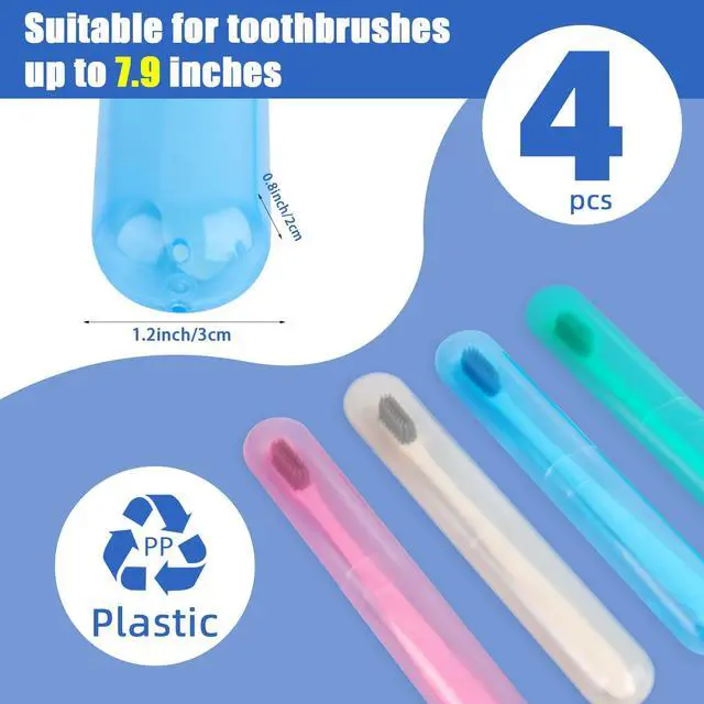 Alt view image 2 of 7 - 4 Pack Toothbrush Cases Travel Toothbrush Holder Portable Toothbrush Container Plastic Protector Cover Case for Traveling, Camping, Home, School, Business