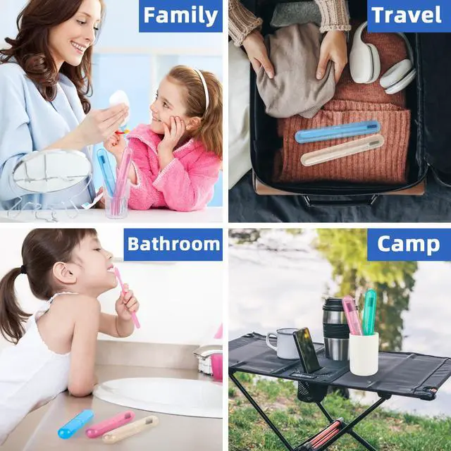 Alt view image 4 of 7 - 4 Pack Toothbrush Cases Travel Toothbrush Holder Portable Toothbrush Container Plastic Protector Cover Case for Traveling, Camping, Home, School, Business