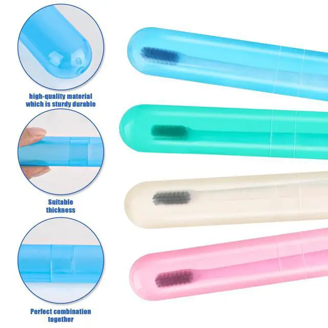 Alt view image 7 of 7 - 4 Pack Toothbrush Cases Travel Toothbrush Holder Portable Toothbrush Container Plastic Protector Cover Case for Traveling, Camping, Home, School, Business