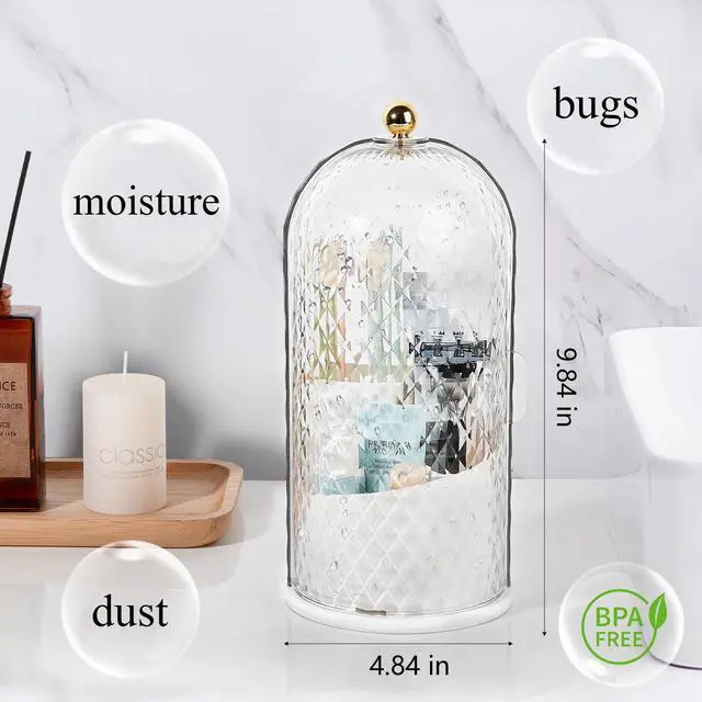 Alt view image 3 of 7 - Toothbrush Holder with Cover for Bathroom Countertop, Organizer, White | Rotating 3 Slot Holder for Electric Toothbrushes, Toothpaste, Self Draining Vanity Organizer, Makeup Brush Storage