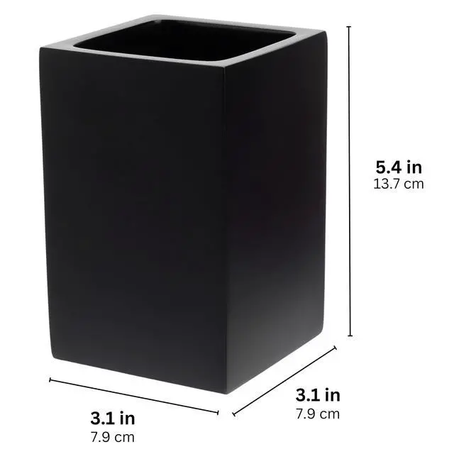 Alt view image 5 of 7 - Matte Black Bathroom Toothbrush Holder Cup - Square