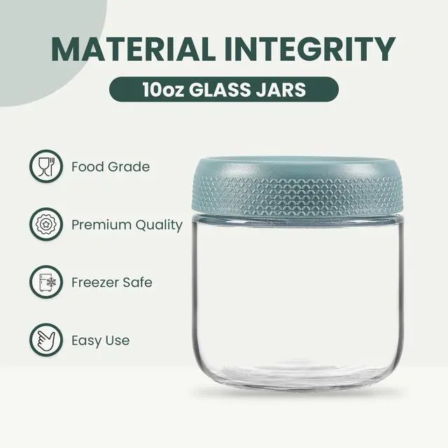 Alt view image 2 of 7 - 6-pack 10oz Glass jars with Airtight Lids, Overnight Oats Containers with Lids, Wide mouth Mason Salad jars, Glass Food Storage Containers for Snacks Yogurt Spice Sugar
