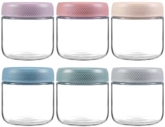 Main image of 6-pack 10oz Glass jars with Airtight Lids, Overnight Oats Containers with Lids, Wide mouth Mason Salad jars, Glass Food Storage Containers for Snacks Yogurt Spice Sugar