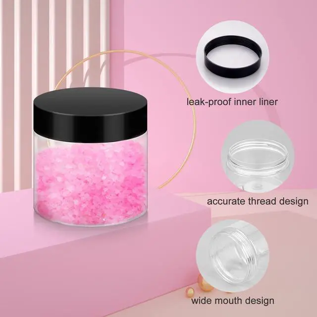 Alt view image 2 of 7 - 36 Pack 2 OZ Plastic Jars with Lids, BPA Free, Reusable, Refillable Transparent Cosmetic Containers for Bath Salts, Cosmetics, Powders, Beauty Product and Small Accessories