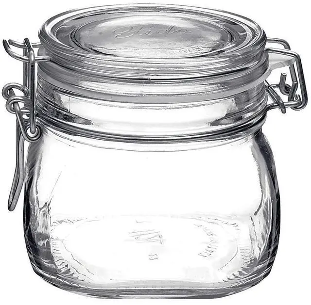 Main image of Fido 17.5 Ounce Glass Storage Jars: Airtight Hinged Lid With Leak Proof Gasket, Wide Mouth Food Container - For Zero Waste Air Tight Preserving Jam, Spices, Coffee, Sugar & Herbs
