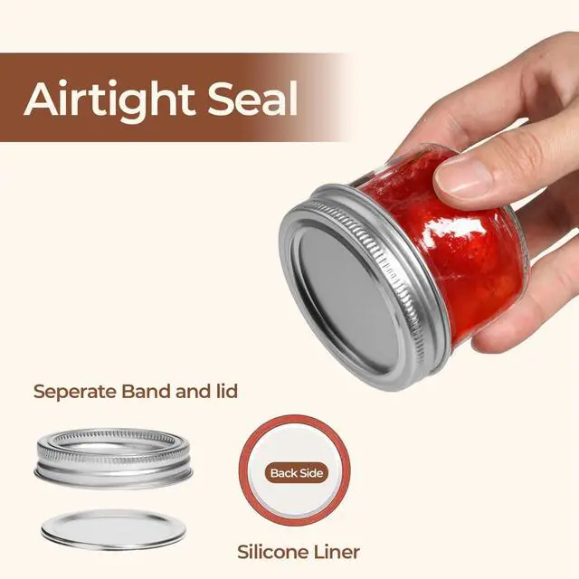 Alt view image 3 of 7 - Mini Mason Jars 4 oz, 8 Pack Regular Mouth Glass Jars with Lids | BPA-Free Materials, Spice Rack, Small Jam, Honey Samples, Wedding Favors, DIY Candles, Labels and Twine