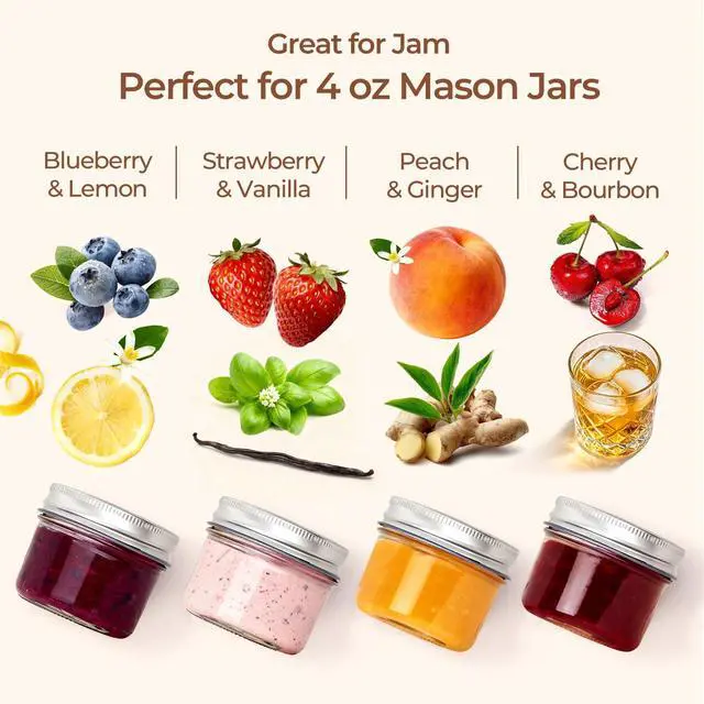 Alt view image 5 of 7 - Mini Mason Jars 4 oz, 8 Pack Regular Mouth Glass Jars with Lids | BPA-Free Materials, Spice Rack, Small Jam, Honey Samples, Wedding Favors, DIY Candles, Labels and Twine