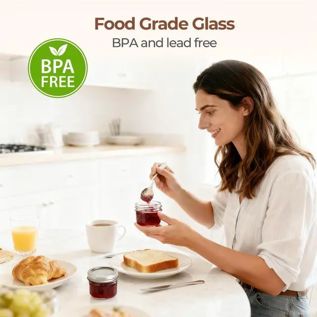 Alt view image 7 of 7 - Mini Mason Jars 4 oz, 8 Pack Regular Mouth Glass Jars with Lids | BPA-Free Materials, Spice Rack, Small Jam, Honey Samples, Wedding Favors, DIY Candles, Labels and Twine
