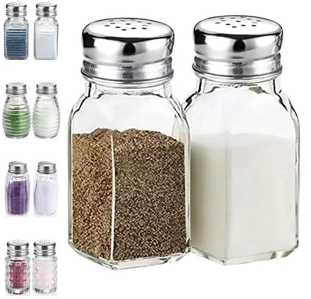 Main image of Salt and Pepper Shakers Set,Salt Shaker with Stainless Lid-Glass Spice Jars Kitchen Gadgets,Clear to Know When to Fill,Farmhouse Salt Pepper Shakers Cute Kitchen Essentials Decoration