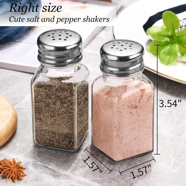 Alt view image 2 of 6 - Salt and Pepper Shakers Set,Salt Shaker with Stainless Lid-Glass Spice Jars Kitchen Gadgets,Clear to Know When to Fill,Farmhouse Salt Pepper Shakers Cute Kitchen Essentials Decoration