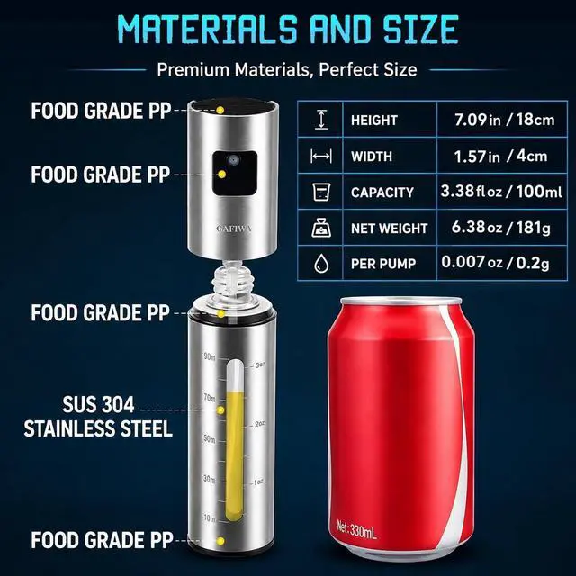 Alt view image 4 of 5 - Advanced Olive Oil Sprayer for Cooking, Kitchen Avocado Oil Spray Bottles, Oil Mister Dispenser, 304 Stainless Steel Shell & Food-safe PP Plastic inner Bottle, 100ml, Leak-Proof and Portable.