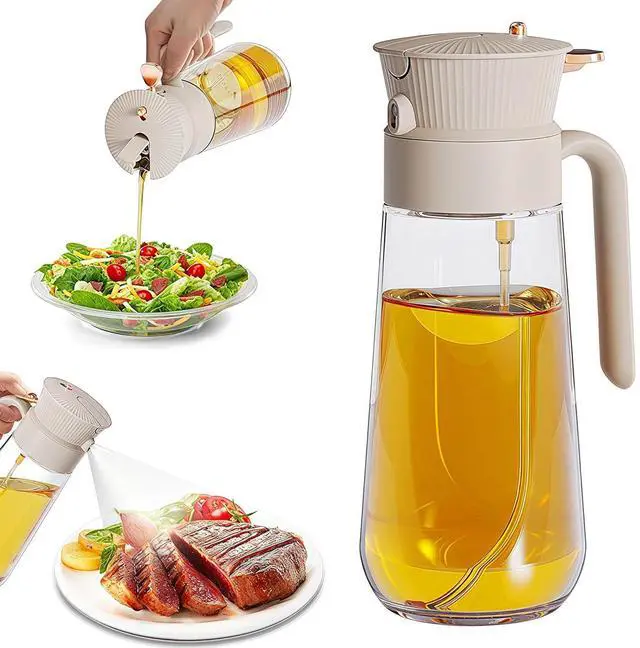 Main image of 19.6 oz 2 in 1 Glass Olive Oil Sprayer for Cooking | Leak-Proof Oil Dispenser for Kitchen, Food-Grade Spray and Pour Bottle Air Fryer, BBQ, Salad, Baking - White