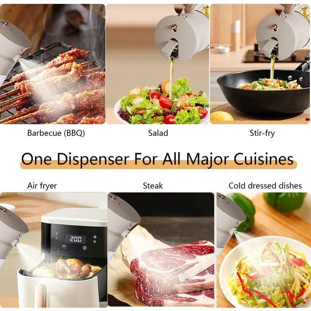 Alt view image 6 of 7 - 19.6 oz 2 in 1 Glass Olive Oil Sprayer for Cooking | Leak-Proof Oil Dispenser for Kitchen, Food-Grade Spray and Pour Bottle Air Fryer, BBQ, Salad, Baking - White