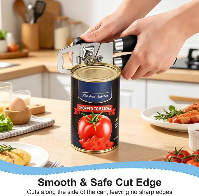 Alt view image 4 of 7 - Can Opener Manual Heavy Duty Stainless Steel | with Magnetic Lid Lifter, Sharp Cutting Wheel, Soft Ergonomic Handle, Oversized Turn Knob, Multifunctional Kitchen Tool