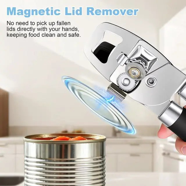 Alt view image 7 of 7 - Can Opener Manual Heavy Duty Stainless Steel | with Magnetic Lid Lifter, Sharp Cutting Wheel, Soft Ergonomic Handle, Oversized Turn Knob, Multifunctional Kitchen Tool