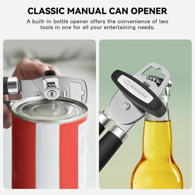 Alt view image 6 of 7 - Smooth Edge Manual Can Opener, Sharp Steel Wheel Senior Friendly | Easy Turn Knob, Soft Grip Cushioned Handles, Heavy Duty, Commercial & Household Use, Manual Design