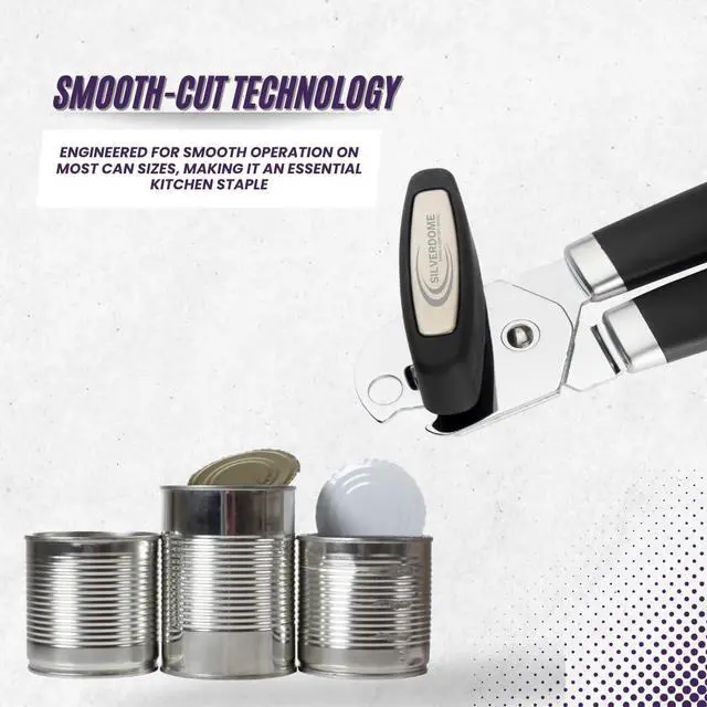 Alt view image 4 of 6 - Heavy Duty Stainless Steel Manual Can Opener with Bottle Opener Function- Rust Proof and with Soft Grip Handle, razor sharp, smooth and easy cutting,